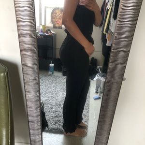 Black Strapless Jumpsuit with Pockets